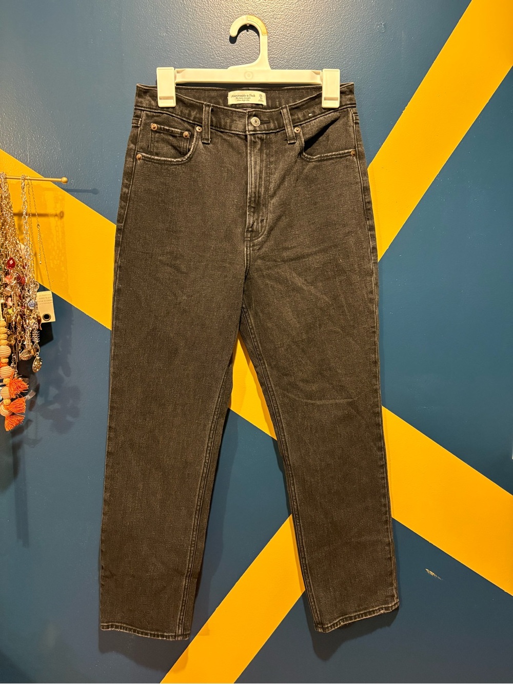 Abercrombie & Fitch Black Ultra High Rise Ankle Straight Jeans NWOT